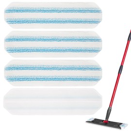 Pack of 4 Microfibre Mop Pads Replacement for H2Pro Floor Mops, Compatible with Vileda H2Pro & O-Cedar, Washable & Reusable, for Tiles, Laminate & Hard Floors