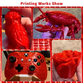 ZIRO Glitter PLA Filament 1.75mm, Semi-Transparent PLA Base, 3D Printer Filament Shiny Sparkle Material with Glitter, Twinkle Series 1KG Spool, fit Most FDM 3D Printers, Twinkling Red