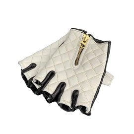 CHOPPERS Half Finger Gloves White & Black XL Cowhide Motorcycle Gloves glb-09