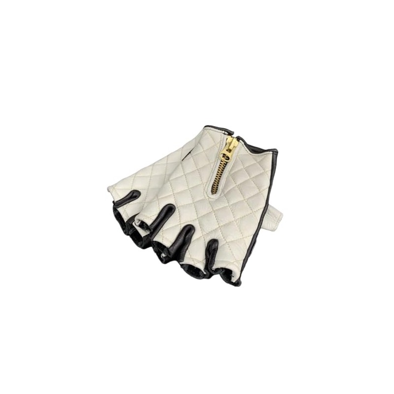 CHOPPERS Half Finger Gloves White & Black XL Cowhide Motorcycle