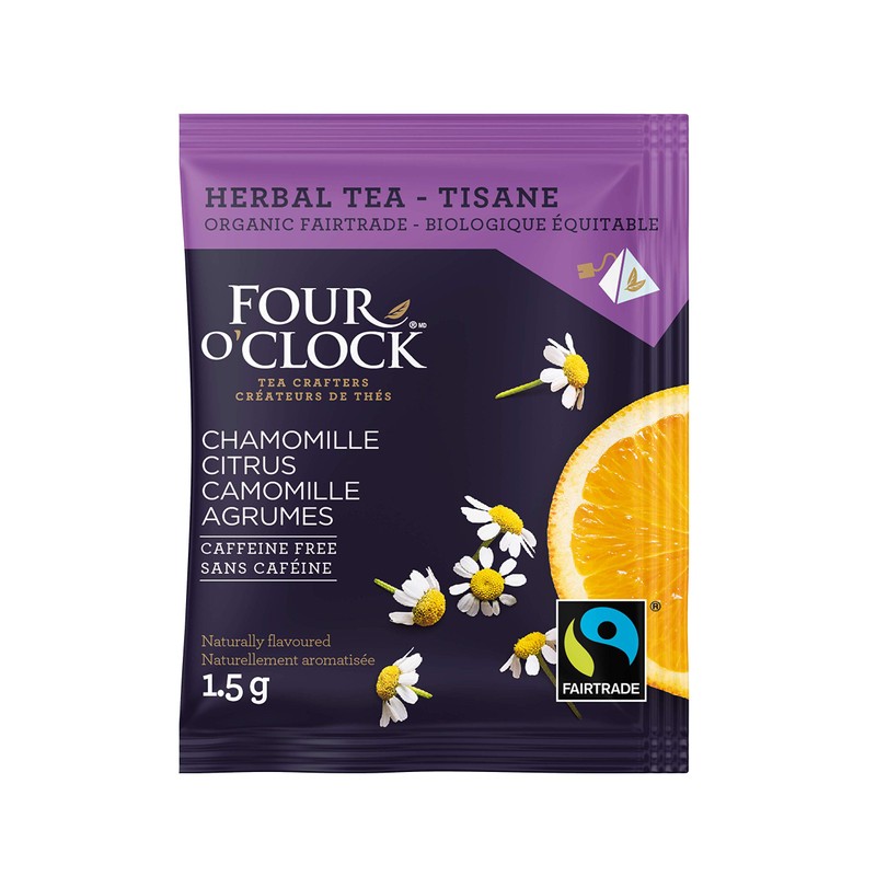Four O'Clock Organic Fairtrade Herbal Tea Chamomile Citrus, Non-GMO, Kosher,