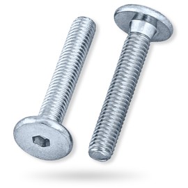 HEXATON M6 x 25mm Hex Socket Flat Head Screws - Full Thread - Pack of 100 - Galvanised Steel - Furniture Screws with Flat Head
