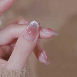 LeTradeJP Nail Tips, Pink Cat Eye, 30 Sheets, Nail Tips, Short, Nail Supplies, Autumn and Winter, Round Tip, Popular, Japanese Style, Coming-of-Age Ceremonies, School Entrance Ceremonies, Graduation Ceremonies, Weddings, Popular, Nail Stickers, Women's, Fashionable, Senior Nail Wrap (Glue Only)
