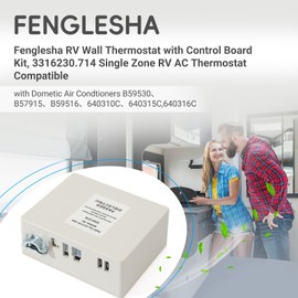 Fenglesha - Termostato de pared para RV con kit de tablero de control, termostato de CA para RV 3316230.714 compatible con acondicionadores de aire Dometic B59530, B57915, B59516, 640310C, 640315C,