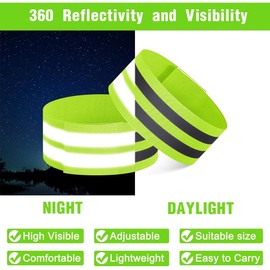 EOUIAV Pack of 4 Reflective Safety Bracelet Tape, Reflective Bands Green, Universal Double Reflective Bands, Adjustable Reflective Bracelet, for Children and Adults