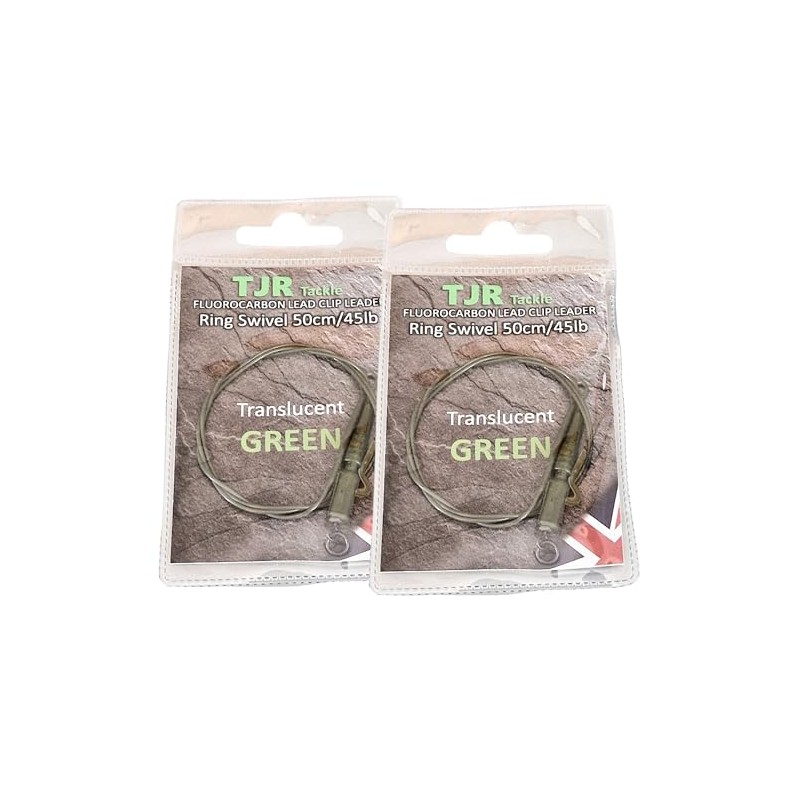 Twin pack 50cm fluorocarbon carp Leaders Carp safety lead Clips