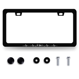 Mountain License Plate Frame Mountains Heartbeat License Plate Holder Colorful License Plate for Car Decoration Stainless Steel Car Accessory with Screws for Men Women 12.3" x 6.3"