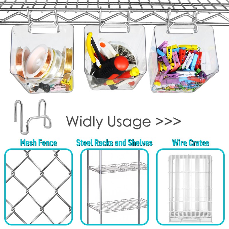 Large Grid Wall Bins - 6Pack Clear Gridwall Accessories Hanging