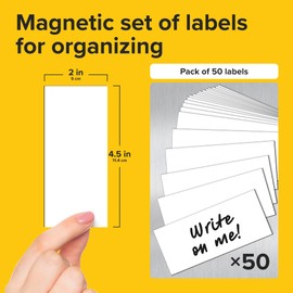 X-bet MAGNET Dry Erase Magnetic Labels - Reusable Sticky Notes - Magnetic Notepads for Refrigerator (White, 50)