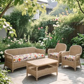 FORCHEER Waterproof Ourdoor Chair Cushion Covers Set of 2 23x23 Floral Printed Stretch Patio Chair Cushino Covers for Rattan Patio Furniture Replacement