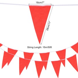 MECCANIXITY 50ft Red Pennant Banner Flags String Hanging 30PCS Triangle Bunting Flags for Outdoor Garden Wedding Birthday Party Decorations