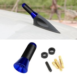 PVOTAWP Carbon Fiber Car Short Antenna, 1.43 Inch Universal Stubby Antenna Decoration Replacement, Mini Aerial Antenna with Aluminum Threading Screw for FM AM Radio Reception (Blue)