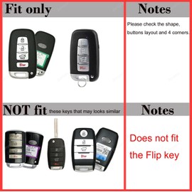 2-Layers Protection Hybrid Combo Carbon Key Fob Cover with Keychain for Hyundai Azera Elantra Equus Genesis Sonata Veloster & Kia Soul Sportage Sorento Rio Optima Forte