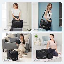 VNINE Travel Duffel Bags for Women: Weekender Bags with Shoe Compartment Carry on Overnight Bag with Toiletry Bag Gym Bag with Wet Pocket Personal Item Travel Bag Hospital Bag for Labor Delivery