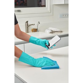 Spontex Second Skin, latexfreie Haushaltshandschuhe aus Nitril-Mix, mit Touchscreen-Technologie, Größe M/7-7,5, 1 Paar