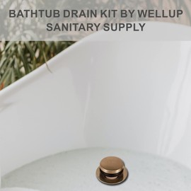 Tip Toe Bathtub Tub Drain Conversion Kit Assembly, Wellup Tub Drains Trim Kit with Two Hole Overflow Faceplate, Gold Brushed Brass