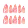 Rchovsam Medium Press on Nails Almond Pink Glitter Fake Nails