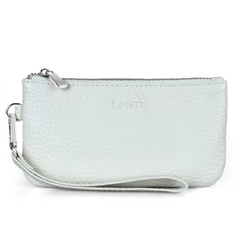 befen Genuine Leather Wristlet Coin Purse for Women, Small Change Purse for Women, Womens Small Zipper Wallet, leather wristlet Money Bag Mini Pouch with Removable Wrist Strap (Cream)