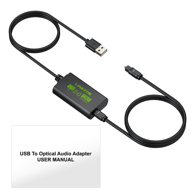 LiNKFOR USB to Optical Audio Adapter for PC, USB-A to