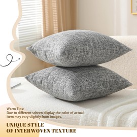 oecoel Decorative Throw Pillow Covers 20x20 Inch Super Soft Modern Farmhouse Pillow Case with Rustic Woven Textured, Outdoor Cushion Covers for Sofa Livingroom, Set of 2, Silvergrey