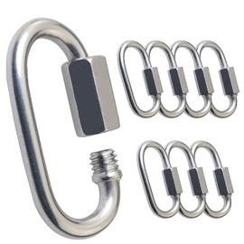 WHYHKJ 8PCS 304 Stainless Steel D Link Silver Opening 0.3 inch Chain Quick Release D-Lock Outdoor Gear Pet Keychain for Runway Climbing Mountaineering Buckle Safety Buckle