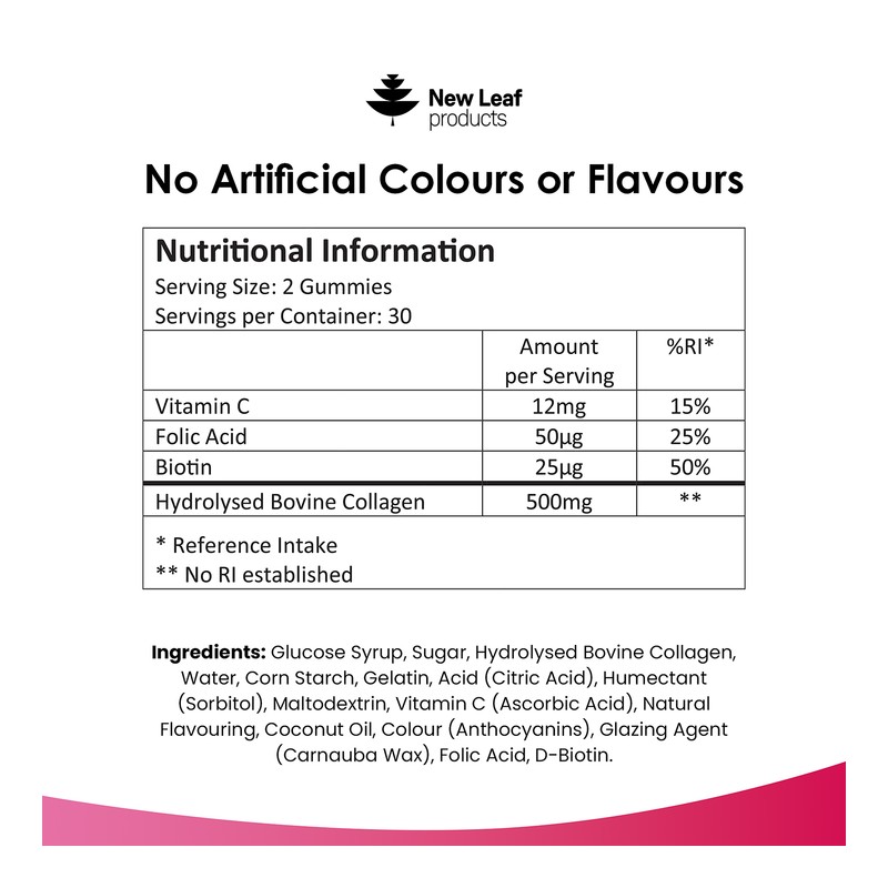 New Leaf Products Collagen Gummies VitaminC, Folic Acid & Biotin