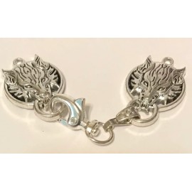 silver lady inc Wolf cloak clasp in silver metal sew on style