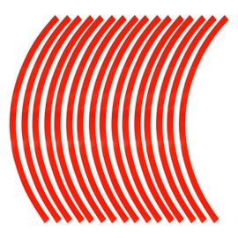 Partuto 16 Pcs Wheel Rim Stickers Arc-Shape Car Wheel Rim Tapes Decoration Stickers for 17"-19" Rim Bright Red PET