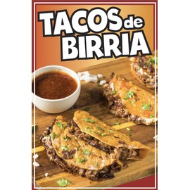 Tacos de birria Decal Window Sticker Mexican Food Truck Concession Vinyl Restaurant Taqueria Sign Design #2 (24" x 18")