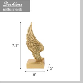 Desklens Vintage Gold Bookends with Angel Wings Decor, Home Decor for Book Shelf Table & Desks,1 Pair/2 Piece