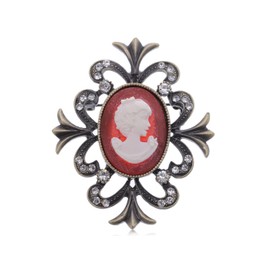 Alilang Vintage Inspired Reproduction Crystal Rhinestone Cameo Maiden Fashion Jewelry Pin Brooch