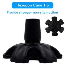 XSL Cane Tips - 3/4 Inch Replacement - Heavy Duty Rubbers Self Standing 6 Support Feets Base Replacement Walking Canes, Walking Sticks, Folding Canes - 6 Prong Rubber Cane Foot Pad (Black)