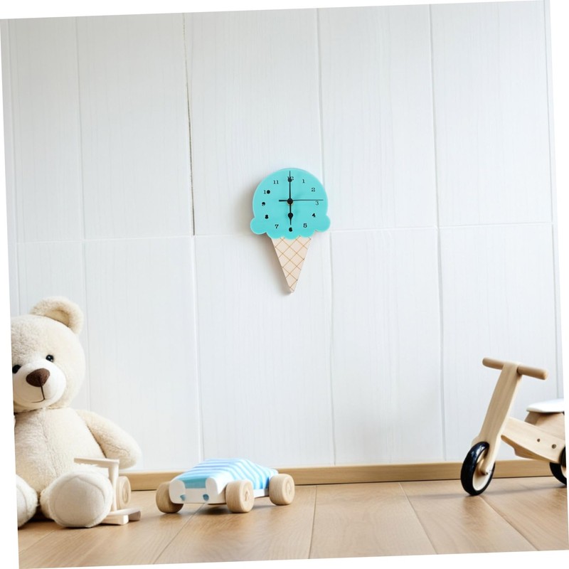 Hohopeti Cute Ice Cream Shaped Cartoon Wall Clock for Kids