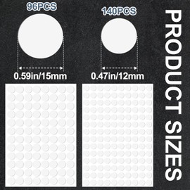 Pndeyo 2 Sheet Self-Adhesive Screw Cover Stickers, White PVC Non-Faded Screw Hole Cover Caps, Dustproof Sticky Decals for Various Furniture Cabinet- Diameter 0.59" & 0.47"
