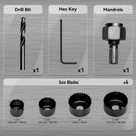 6PCS Hole Saw Kit, 32, 38, 44, 54mm Carbon Steel Hole Saw Tooth Kit, Adjustable Hole Cutter, Holesaw Drill Bit Tools For Cutting Wood Aluminum Plate Plastic