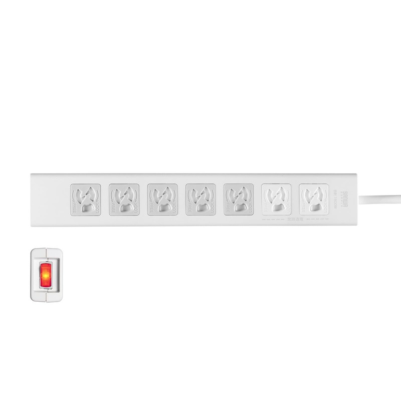Sanwa Supply TAP-F37SH-2KS Anti-Shutter Tap (3P, 7 Socks, 6.6 ft