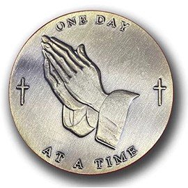 HARPIMER Serenity Prayer Praying Hands Pocket Prayer Token Medal One Day at a Time Religious Coin Spiritual Gift Silver
