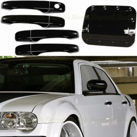 Torox For 2005-2010 Chrysler 300 Door Handle COVERS+Fuel Gas Door COVER GLOSS BLACK