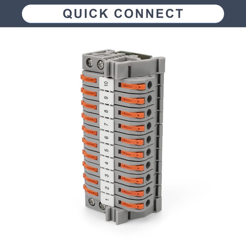 DIYCUT Pack of 10 DIN Rail Terminal Blocks, Grey DIN