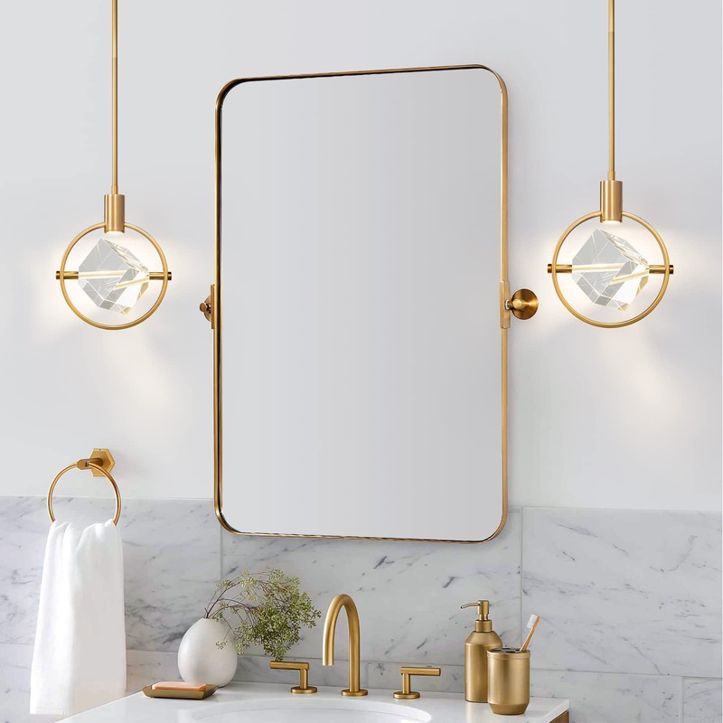 Modern Crystal Pendant Light in Gold Brushed Brass Finish Mini