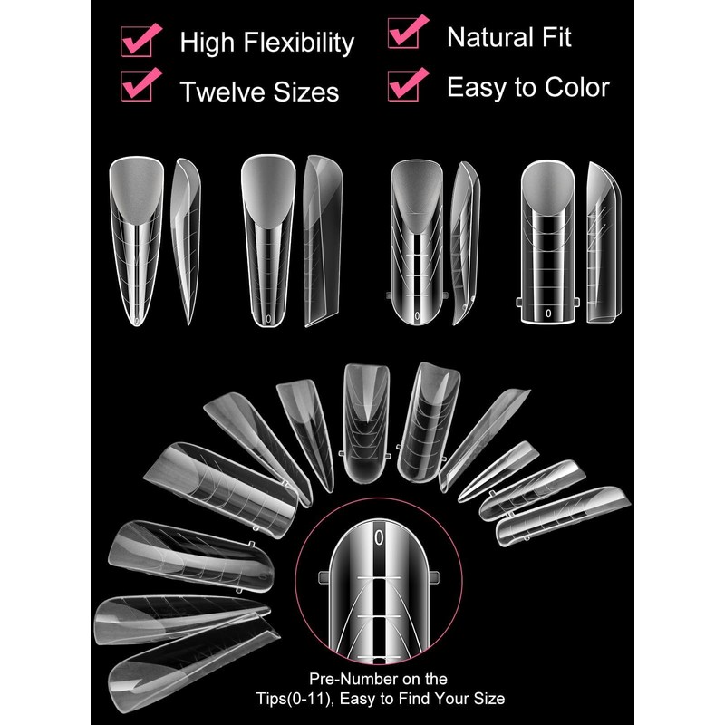 EBANKU Dual Nail Forms for Poly Extension Gel, 96 PCS