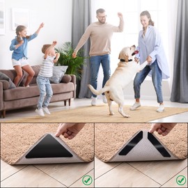 Heveer Carpet Non-Slip Mat Non-Slip Underlay Reusable Triangle Trapezoidal Carpet Pad for Carpets Pack of 20 Black