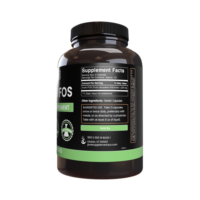 PURE ORIGINAL INGREDIENTS Inulin (365 Capsules) No Magnesium Or Rice
