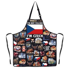 MYSOMY Czech Kitchen Apron Czech Republic Gifts Czechia Gifts Czech Flag Apron Czechia Souvenirs Gifts (Czech ap3)