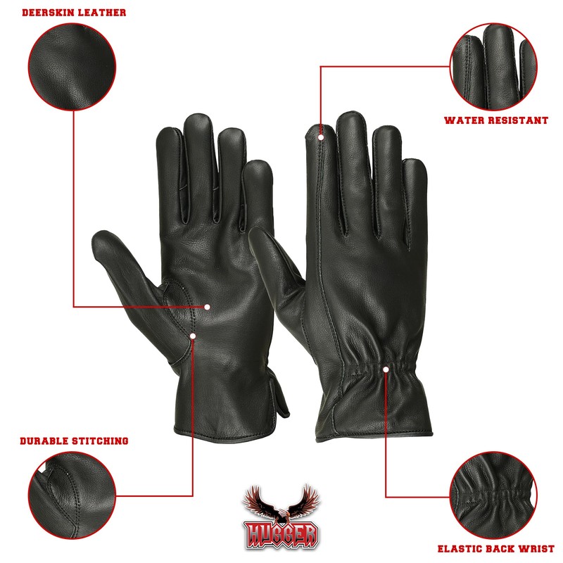 Men's Premium Water Resistant Deerskin Leather Motorcycle and Driving Glove