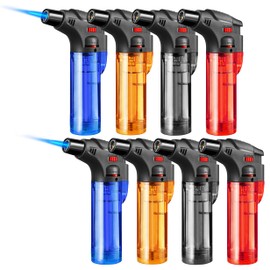 8 Pack Torch Lighters Butane Refillable Lighter Single Jet Flame Windproof Torch Lighter Multi Utility Mini Gas Lighter Blow Torch Lighters for Candle Fireplace Camping Grill BBQ Kitchen(No Fuel)