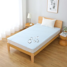 Waterproof Sheets, Semi-double, Nursing, 39.4 x 80.7 inches (100 x 205 cm), Washable, All Seasons, Waterproof Cover, Incontinence Measures, 4 Elastic Corners, Skin-friendly, Quick Drying (Light Blue