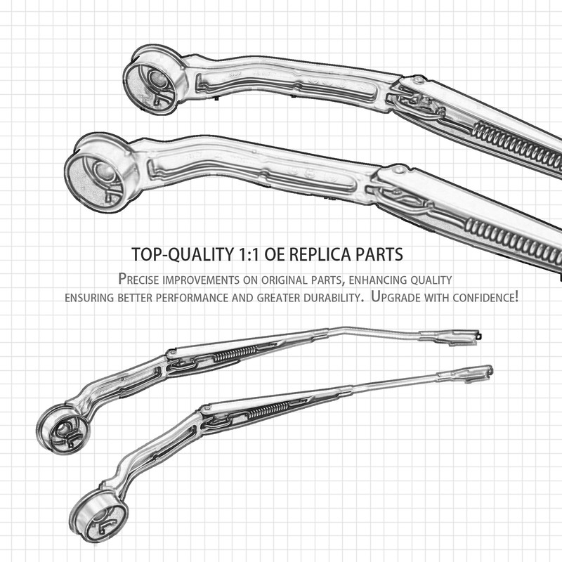 RigidWire 1 Pair Front Windshield Wiper Arm Kit Noiseless Rust