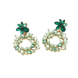 Wreath Earrings for Women, Flower Leaf Cluster Earrings for Girls, Green Flower Leaf Statement Drop Earrings Hypoallergenic, Cute Bohemian Stud Earrings with Petals, Flower Leaf Jewellery, Zinc