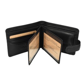 A1 FASHION GOODS Genuine Leather Bifold Wallet, RFID-Blocking with Gift Box, Cards Coins Notes ID Photo Organiser Black and Brown Colour Option Miles (Black)